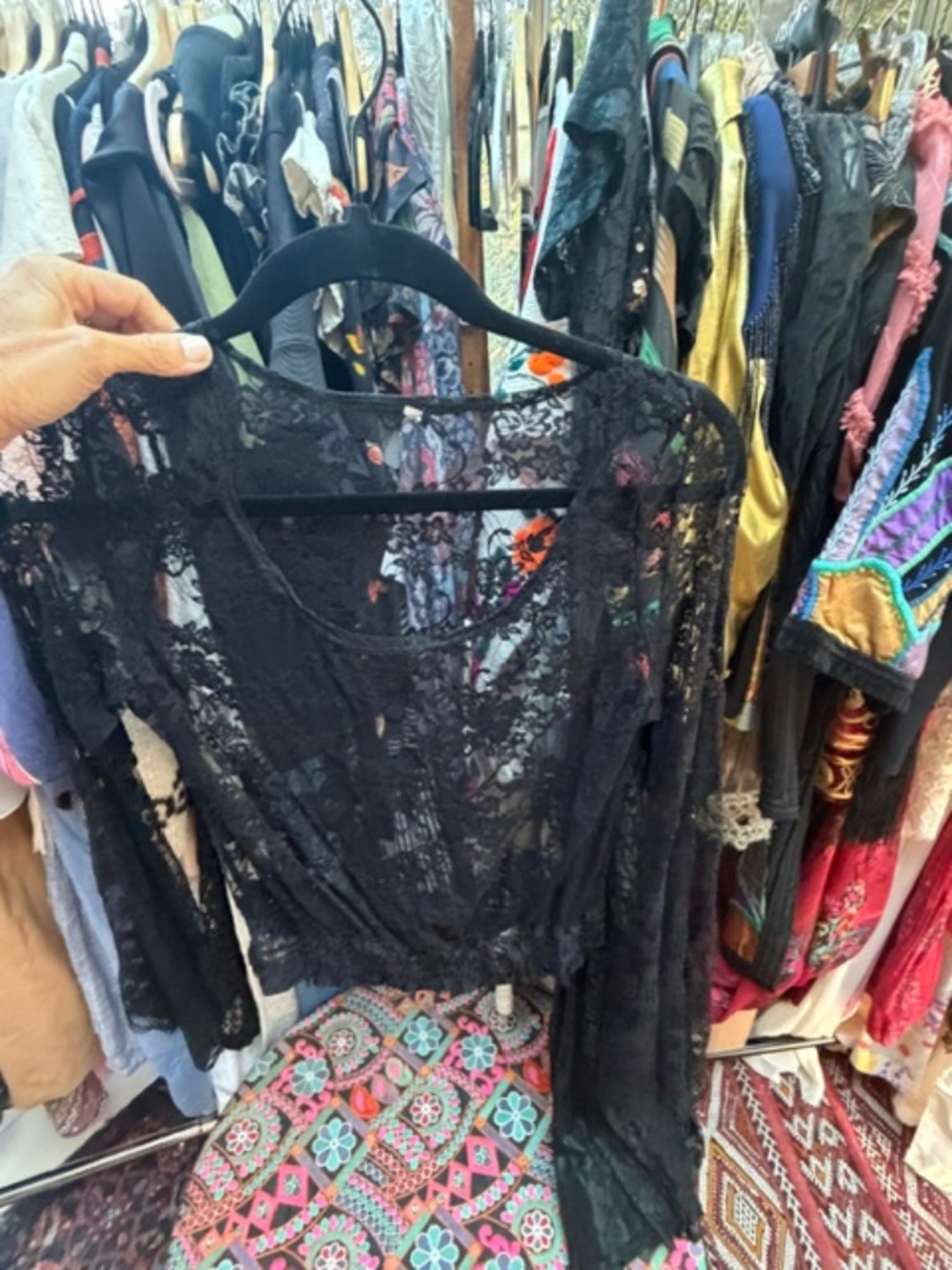 70s Lace Bell Sleeve Top